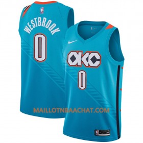 Maillot NBA Oklahoma City Thunder Russell Westbrook 0 2018-19 Nike City Edition Bleu Swingman - Homme
